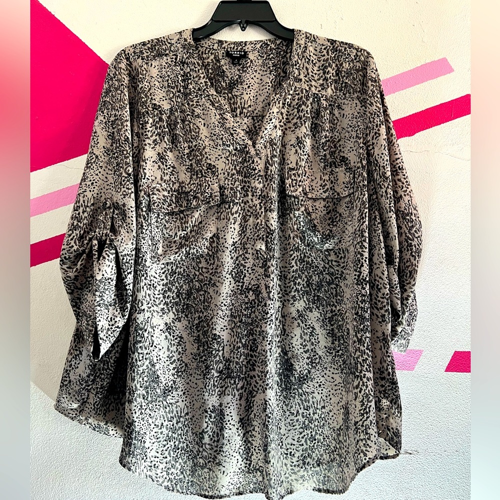 Torrid Bishop Sleeve Snakeskin Print Shirt